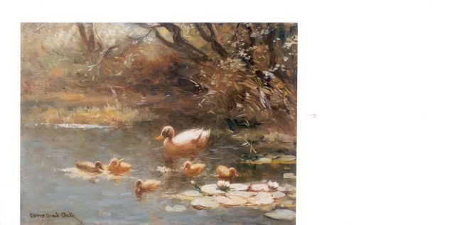 Constant Artz | Hen with five ducklings, Öl auf Holz, 18,2 x 24,2 cm, signed l.l.