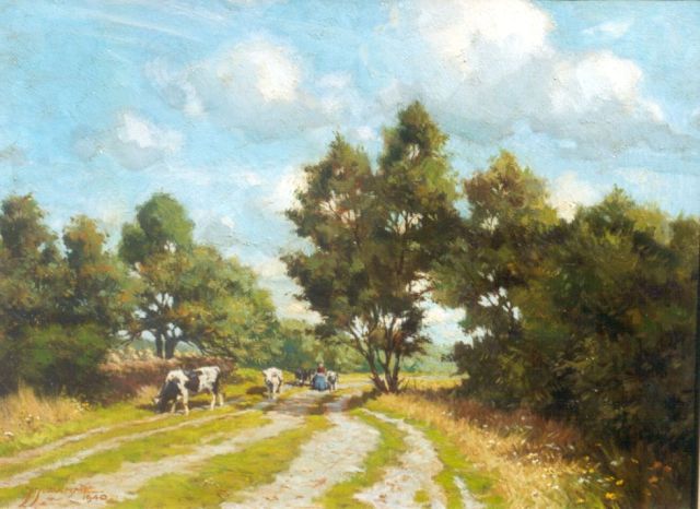 Jacobus Johannes Damme | A country lane, Soest, Öl auf Leinwand, 30,3 x 40,5 cm, signed l.l. und 1940