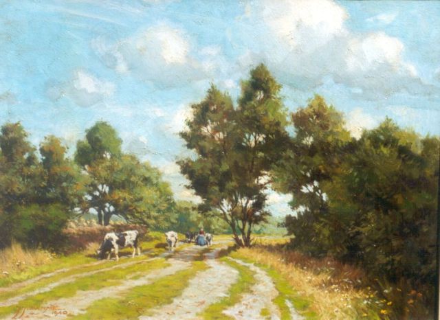 Damme J.J.  | A country lane, Soest, Öl auf Leinwand 30,3 x 40,5 cm, signed l.l. und 1940