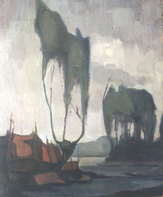 Theo van Eijsden | Landscape with trees, Öl auf Holzfaser, 29,4 x 24,5 cm, signed c.l. und dated '24