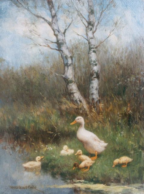 Constant Artz | Hen with ducklings, Öl auf Multiplex, 24,0 x 18,0 cm, signed l.l.