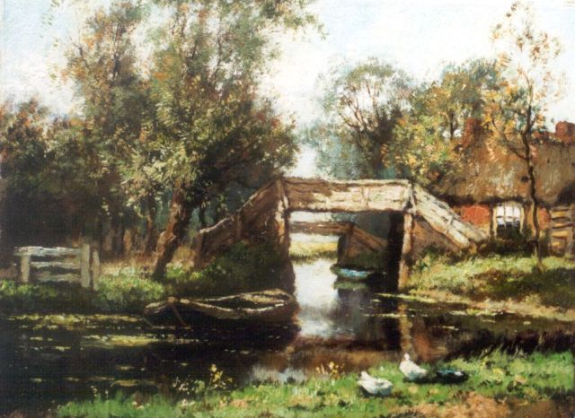 Bouter C.W.  | A bridge, Giethoorn, Öl auf Leinwand 30,3 x 40,6 cm, signed l.l. with pseudonym 'C. Verschuur'