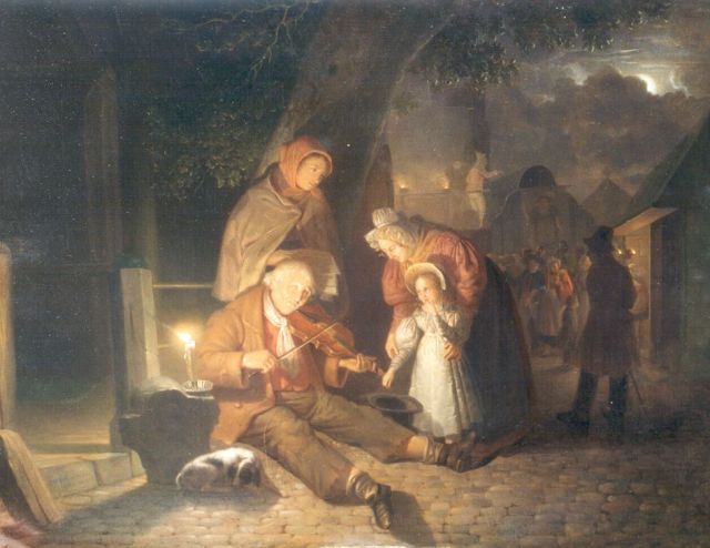 Jan Hendrik van Grootvelt | A Street Musician, Öl auf Holz, 44,5 x 57,3 cm, signed l.l. und dated 1835