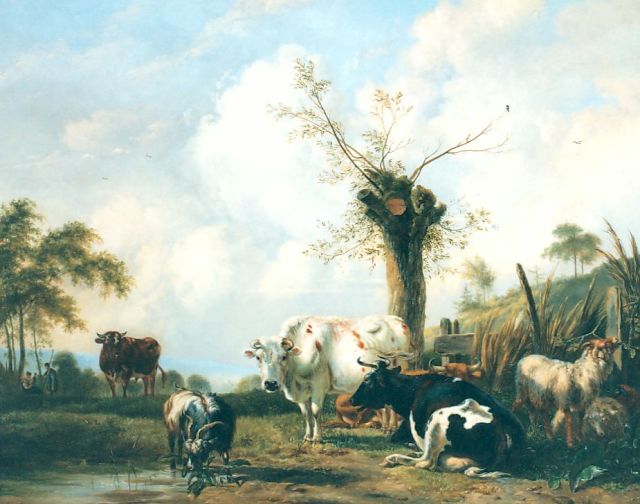 Pieter Gerardus van Os | Cattle in a landscape, Öl auf Holz, 84,5 x 105,8 cm, signed l.l. und dated 1837