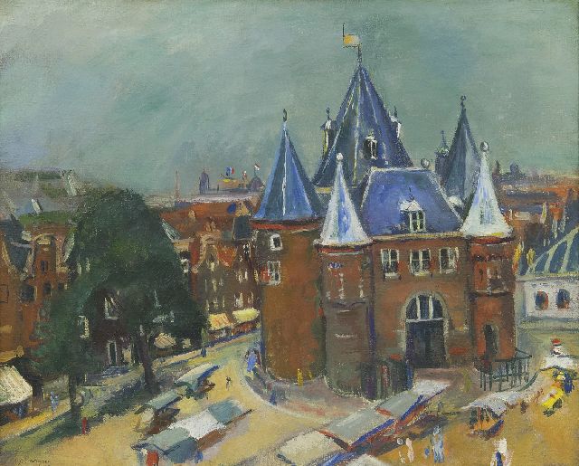 Jan Wiegers | Nieuwmarkt mit De Waag, Amsterdam, Öl auf Leinwand, 45,3 x 55,3 cm, Unterzeichnet l.u. und datiert '35