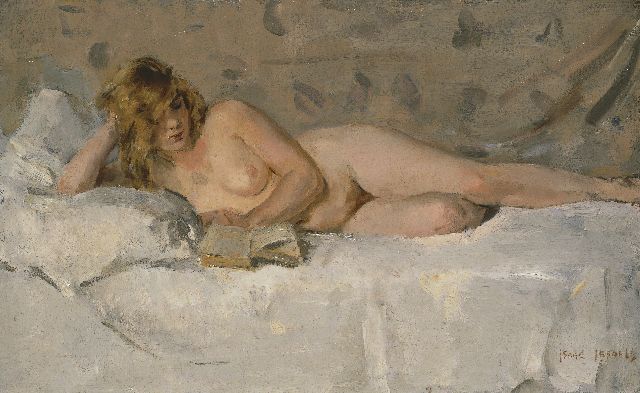 Isaac Israels | A reclining nude (Sjaantje van Ingen), Öl auf Leinwand, 40,3 x 64,6 cm, signed l.r.