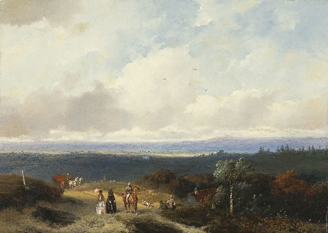 John Franciscus Hoppenbrouwers | Elegant company, Montferland Gelderland, Öl auf Holz, 37,0 x 52,0 cm, signed l.l. by both artists