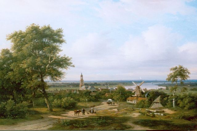 Johannes Pieter van Wisselingh | A view of Rhenen in summer, Öl auf Leinwand, 105,2 x 160,3 cm, signed l.l. und probably painted circa 1841