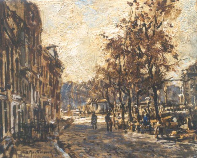 Johan Hendrik van Mastenbroek | Quayside, Öl auf Holz, 13,8 x 16,8 cm, signed l.l. und dated 1919