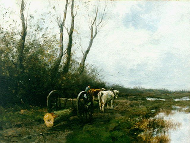 Jansen W.G.F.  | Mallejan op landweg, Öl auf Leinwand 60,5 x 80,4 cm, gesigneerd l.o.