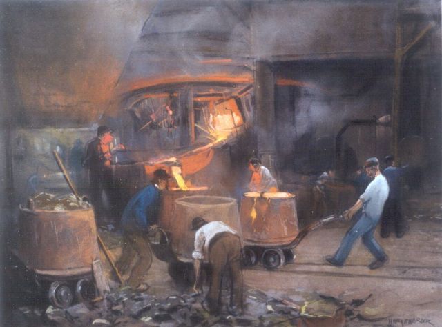 Heijenbrock J.C.H.  | Blast-furnace, Pastell auf Papier 45,0 x 61,0 cm, signed l.r.