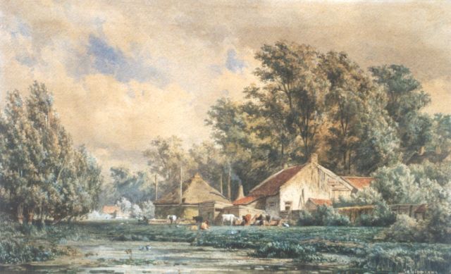 Piet Schipperus | A farmstead, Aquarell auf Papier, 31,9 x 52,5 cm, signed l.r.