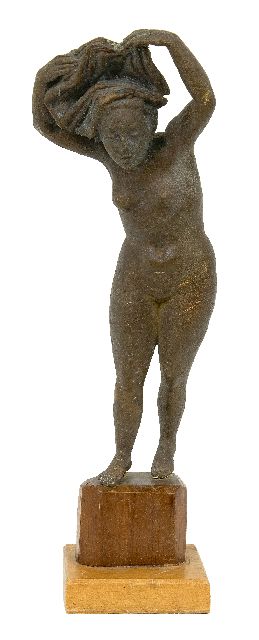 Starreveld P.  | Frauenakt mit Kopftuch, Bronze 30,7 cm, Unterzeichnet mit Monogramm und zu datieren 1960-1970