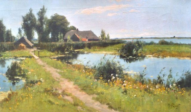 Arie Zwart | A polder landscape, Noorden, Öl auf Leinwand, 45,5 x 80,2 cm, signed l.r. and on the reverse