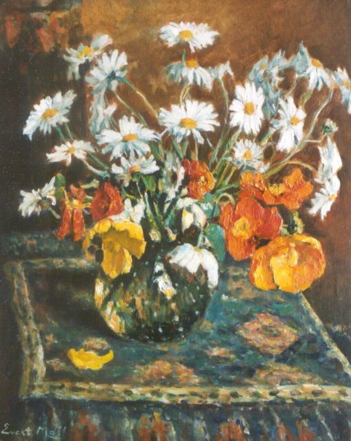 Moll E.  | Daisies and tulips, Öl auf Leinwand 70,0 x 59,8 cm, signed l.l.