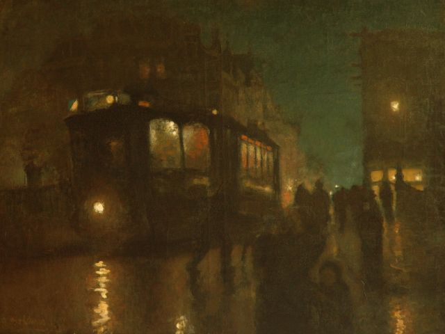 Cees Bolding | Leidsestraat by evening, Amsterdam, Öl auf Leinwand, 90,3 x 120,2 cm, signed l.l. und painted  '21