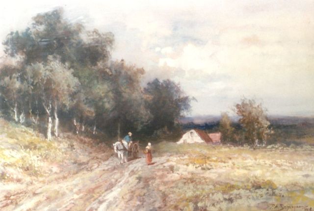 Piet Schipperus | Figures on a country road, Aquarell auf Papier, 23,3 x 34,5 cm, signed l.r. und dated 1918
