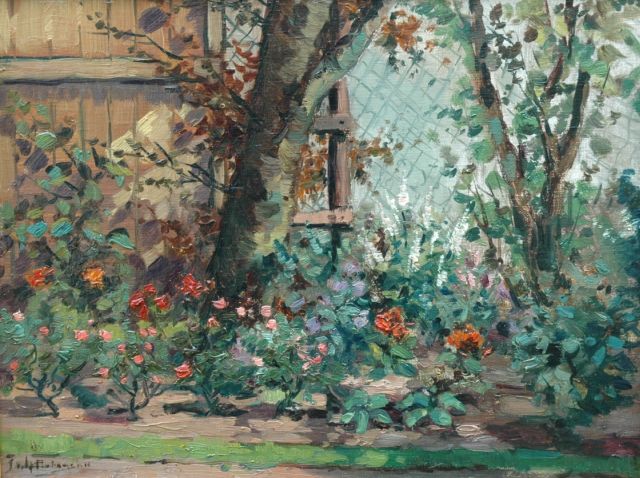 Johannes Pietersen | The rose garden, Öl auf Pappe, 30,0 x 39,4 cm, signed l.l.