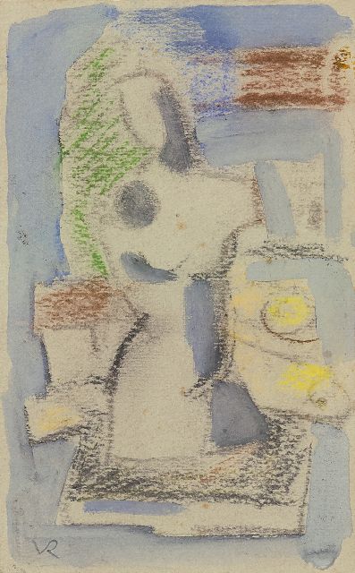 Otto van Rees | Komposition mit Torso, Kreide und Aquarell auf Papier, 17,5 x 11,5 cm, zu datieren um 1949