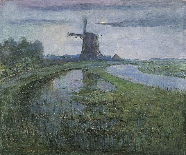 Piet Mondriaan | Die Oostzijdse Mühle an der Gein im Mondlicht, Öl auf Leinwand, 63,0 x 75,4 cm, Unterzeichnet u.l. und zu datieren um 1902-1903