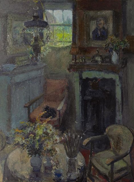 Cor Noltee | Ecke im Zimmer im Haus Noltee, Öl auf Holzfaser, 98,0 x 74,8 cm, Unterzeichnet r.u.