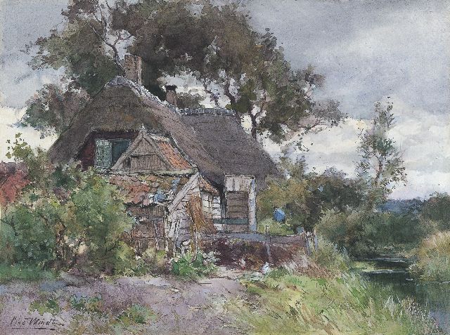Chris van der Windt | A farm, Reeuwijk, Aquarell auf Papier, 29,9 x 40,0 cm, signed l.l. und dated July 1929 on the reverse