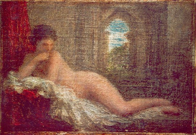 Henri Fantin-Latour | Odalisque, Öl auf Leinwand auf Holz, 11,5 x 16,2 cm, signed l.r. und painted in 1904