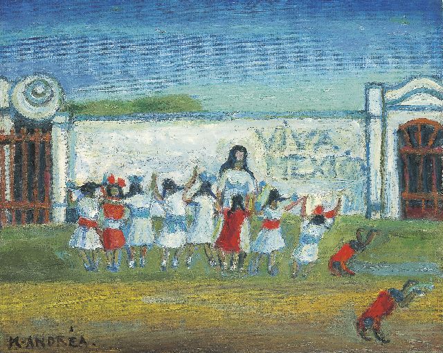 Kees Andréa | Childeren's party, Mexico, Öl auf Leinwand Malereifaser, 39,9 x 49,9 cm, signed l.l.