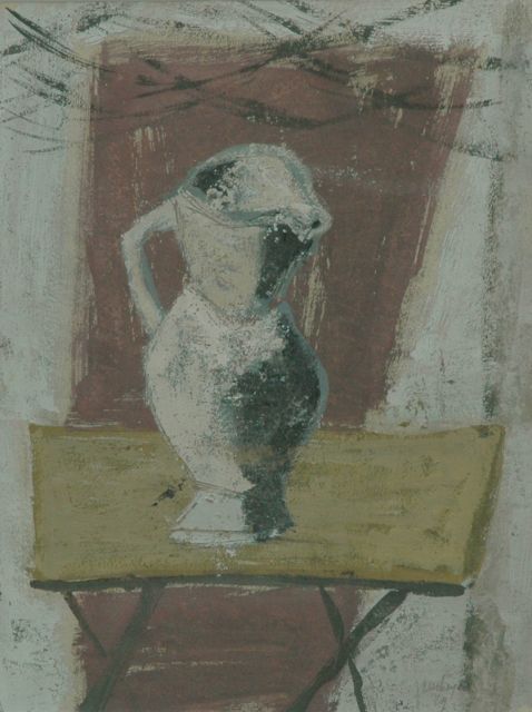 Jan van Heel | Still life of a white jug, Gouache auf Papier, 31,0 x 24,0 cm, signed l.r. und dated '49
