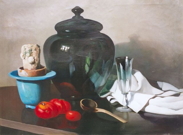 Adriaan van 't Hoff | A still life with a glass and cactus, Öl auf Leinwand, 56,7 x 75,8 cm