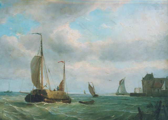 Petrus Paulus Schiedges | A haybarge near the coast, Öl auf Holz, 39,2 x 52,4 cm, signed l.l. und dated '64