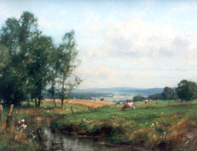 Holtrup J.  | Landscape with cattle, Limburg, Öl auf Leinwand 35,0 x 45,0 cm, signed l.l.