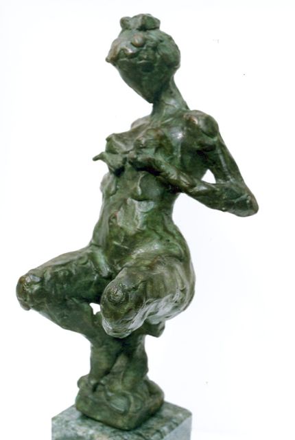 Dyck F. van | The challenge, Bronze 33,0 x 15,0 cm, signed on the bronze base