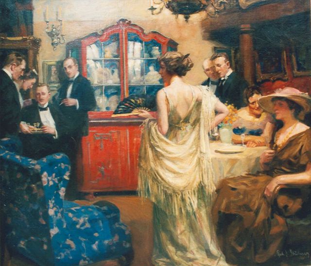 Stübner R.E.  | Cocktail Party, Öl auf Leinwand 120,0 x 140,0 cm, signed l.r.
