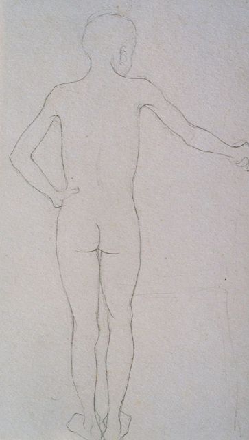 Jan Mankes | A study of a male nude, Bleistift auf Papier, 24,9 x 18,5 cm