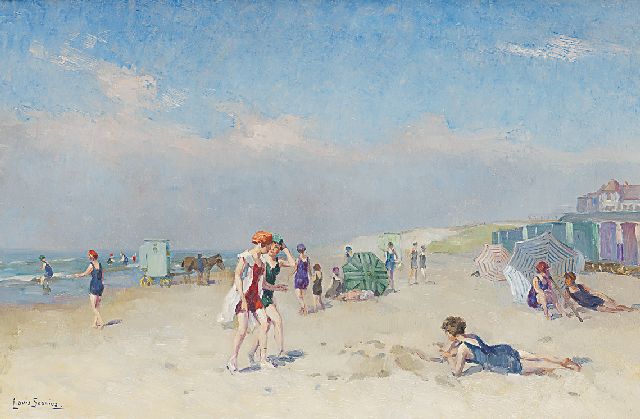 Louis Soonius | Figures on the beach, Öl auf Leinwand, 40,6 x 61,0 cm, signed l.l.