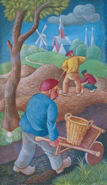 Schrikkel J.L.  | Farmwork, Gouache auf Papier 24,0 x 14,0 cm, signed l.l.