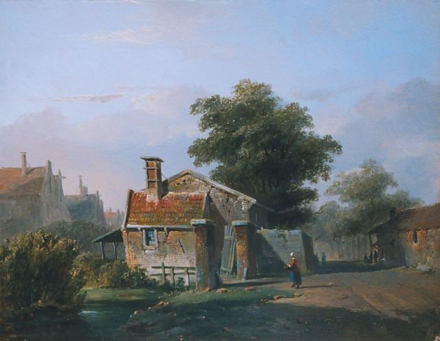 Adrianus Eversen | A view of a town, Öl auf Tafel, 21,9 x 28,2 cm