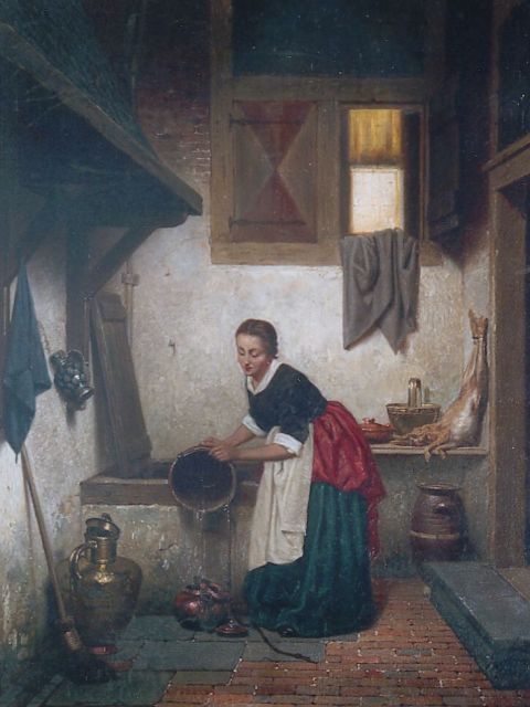 Carel Jozeph Grips | An Kitchen Interior, Öl auf Holz, 27,3 x 21,0 cm, signed l.r. und dated 1865