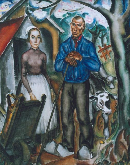 Jan Franken | A couple with cattle, Öl auf Leinwand, 94,9 x 75,6 cm, signed l.c. und dated '24