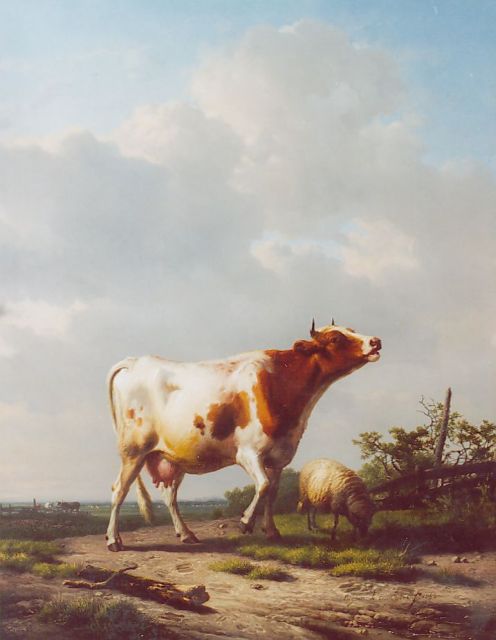 Eugène Joseph Verboeckhoven | A cow, Öl auf Tafel, 68,2 x 53,2 cm, signed l.r. und dated 1853