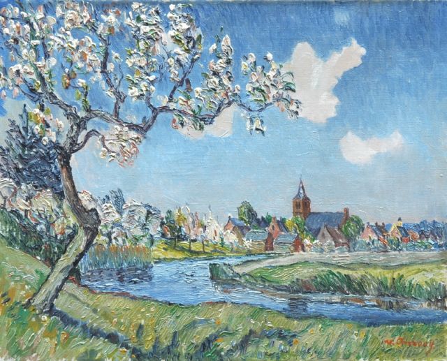 Jan van Anrooij | A view of 'Deil aan de Linge', Öl auf Leinwand, 40,0 x 50,0 cm, signed l.r.