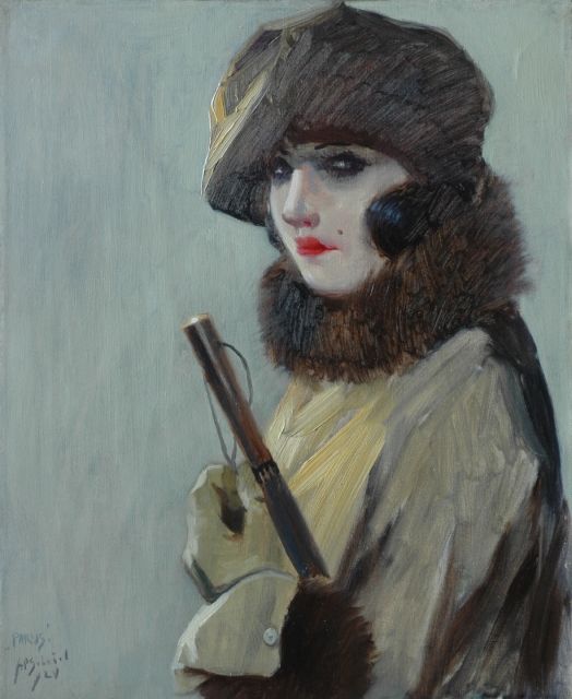 A.P. Schotel | Parisian lady, Öl auf Leinwand, 56,5 x 46,3 cm, signed l.l. und dated '24 l.l. and 1924 on the reverse