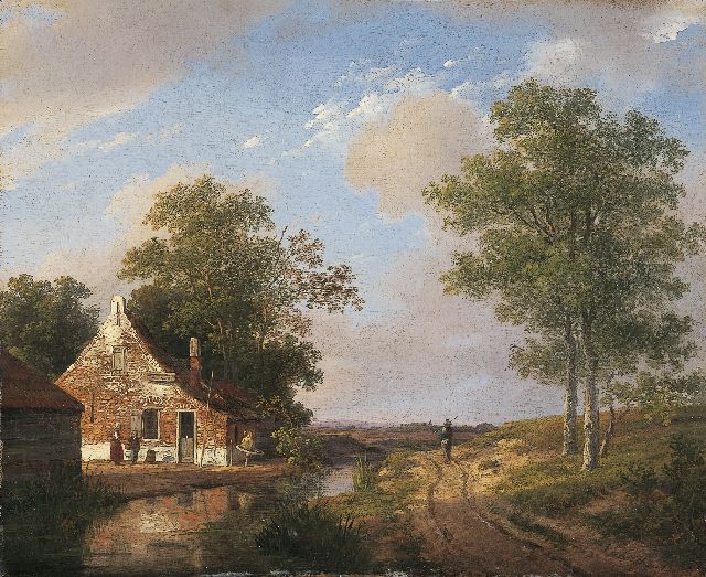 Andreas Schelfhout | Farmstead, Öl auf Holz, 23,4 x 28,5 cm, signed l.r. und painted circa 1820