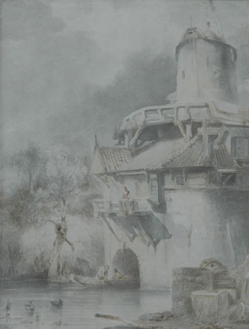 Johannes Bosboom | A watermill near Leuven, Sepia auf Papier, 28,6 x 21,3 cm, signed l.r.
