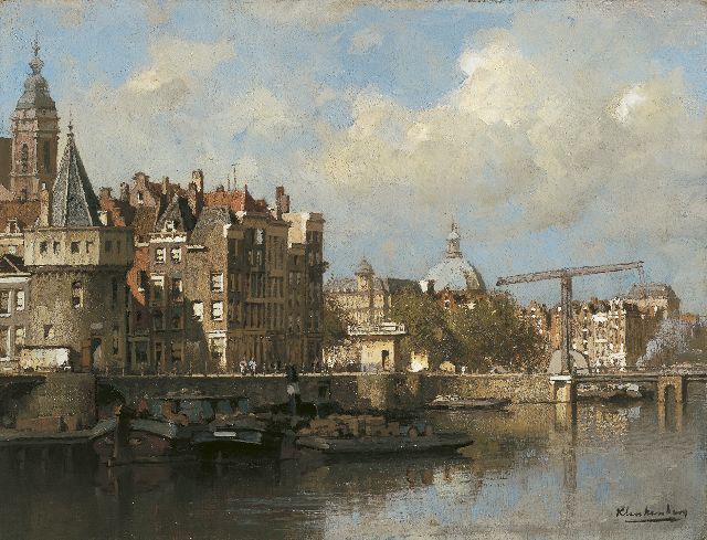 Karel Klinkenberg | View of the Prins Hendrikkade with the Scheierstoren, Amsterdam, Öl auf Leinwand, 32,7 x 42,5 cm, signed l.r.