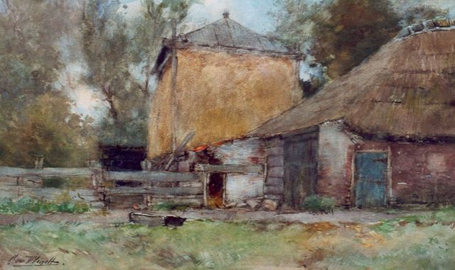 Chris van der Windt | A farm and a haystack, Aquarell auf Papier, 31,0 x 51,5 cm, signed l.l.