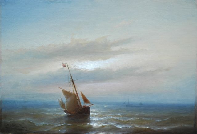 Hendrik Veder | Evening sun, Öl auf Holz, 22,9 x 33,3 cm, signed l.l. und dated 1866