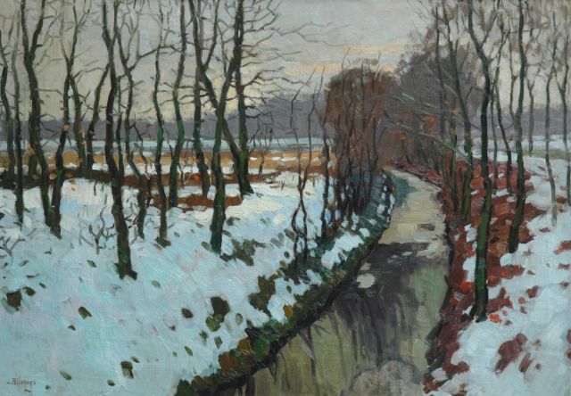 Ben Viegers | View on a creek during winter, Öl auf Leinwand, 50,0 x 70,5 cm, signed l.l.