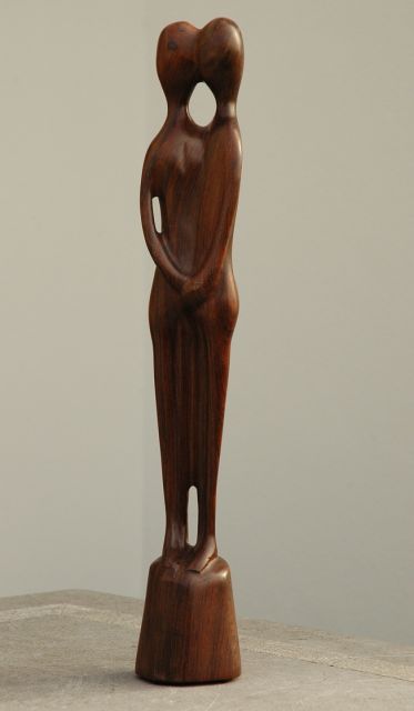 Will Leewens | Zwei Figuren, Holz, 47,8 cm, gesigneerd onderop basis